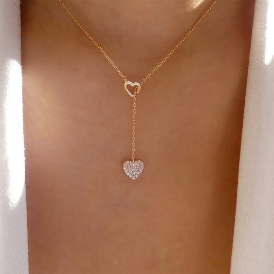 Double Heart Y-shaped Necklace