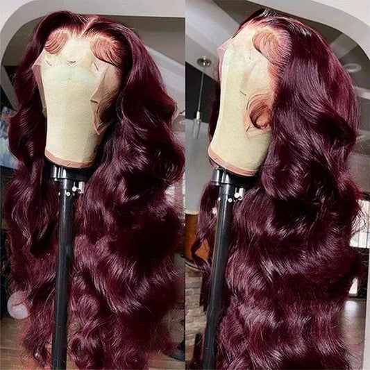 Burgundy Lace Front Wigs Human Hair 99j 13x6 Body Wave Lace Front Wigs Human Hair 180% Density Preplucked Virgin Hair Full and Thick HD Lace Front Wigs Human Hair for Women