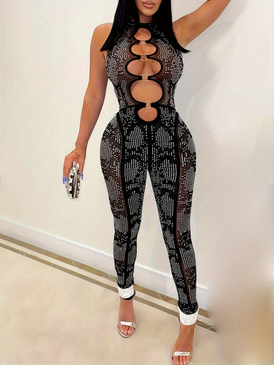 Sexy Hollow Mesh Jumpsuit